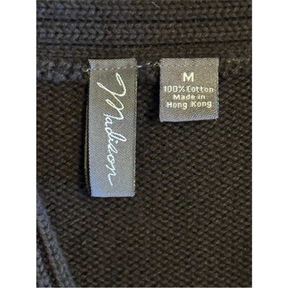 Madison black and white knit sweater button-down belted cardigan size medium - Picture 9 of 13
